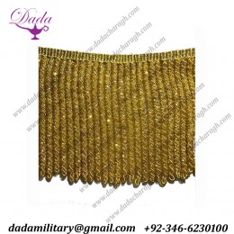 Handmade Gold Cannelloni Fringe (10 Cm)