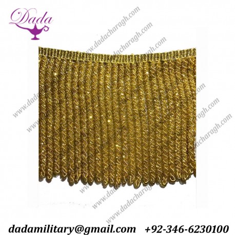 Handmade Gold Cannelloni Fringe (10 Cm)