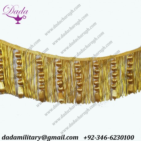 Bullion wire Wood Beads Entrefino gold brother fringes ,tassel , ceremonial decoration Beaded