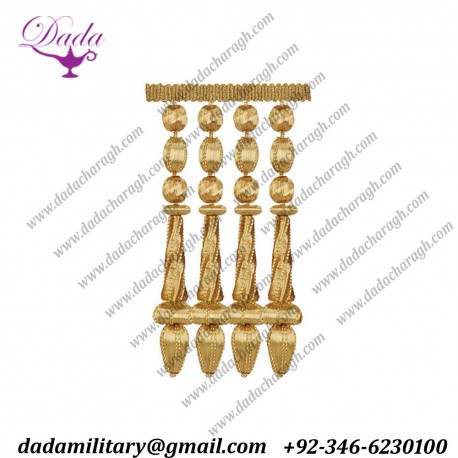 Gold Wood Beads Entrefino gold brother fringes ,tassel , ceremonial,Home, Dress, decoration Beaded