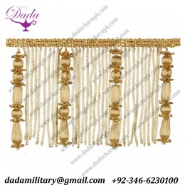 Wood Beads and Bullion wire Fringe ringlet cuffs