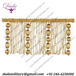 Wood Beads and Bullion wire Fringed ringlet cuffs