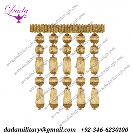 Wood Beads Entrefino gold brother fringes, tassel ,ceremonial ,decoration, Home, Dress, Beaded