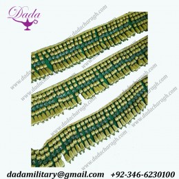 Wood Beads Entrefino gold green brother fringes ,tassel , ceremonial decoration Beaded