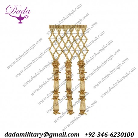 Wood Beads Entrefino gold lattice fringes Gold Bullion wire thread mettalic fringe tassel high quality church decoration