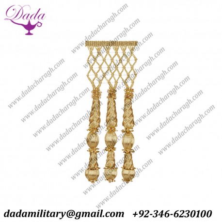 Wood Beads Entrefino gold lattice fringes Gold mettalic fringe tassel high quality church decoration