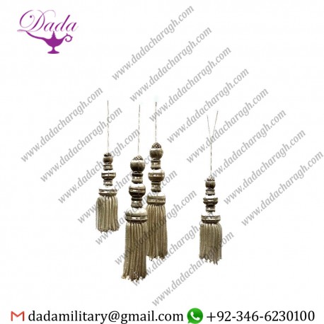 Antique Spanish Metallic Tassels, Antique Andalusian Silver Bullion Key Tassels