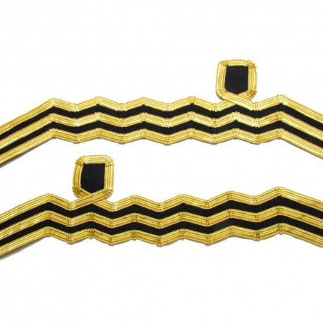 Cuff Rank Sleeve Cuff Curls Commander Navy Gold Wire Wavy Curl
