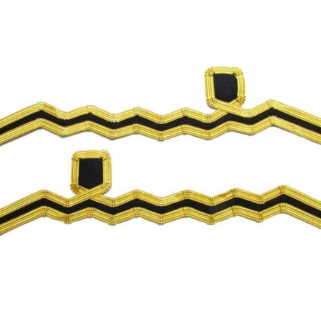 Cuff Rank Sleeve Cuff Curls Lieutenant Navy Gold Wire Wavy Curl & 2 Bars