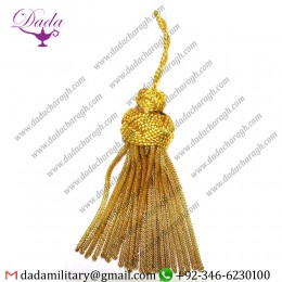 Fancy Gold Mylar Bullion Tassel For Cap, Costume, Dress