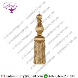 Fancy Tassel For Clothing  Designer Tassels With Regular Banded Metallic Bullion Tassels