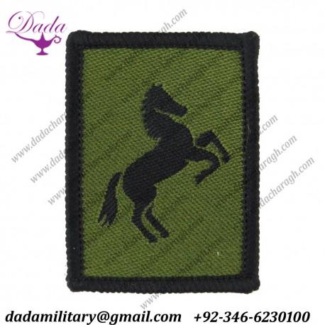 Royal Engineers 21 Regiment 7 Squadron Black Horse On Olive Woven Regimental cloth arm badge