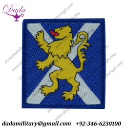Royal Regiment Of Scotland Lion On Saltire On Blue Rectangle Woven Regimental cloth arm badge