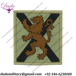 Royal Regiment Of Scotland Lion On Saltire On Sand Rectangle Woven Regimental cloth arm badge