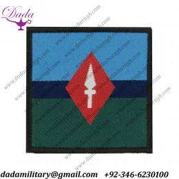 Royal Signals 7 Sig Regt Spear Diamond On 3-Colour 48mm - Post Woven Regimental cloth arm badge