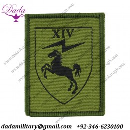 Royal Signals 14 Sig Regt Electronic Warfare  Black Horse On Olive Woven Regimental cloth arm badge