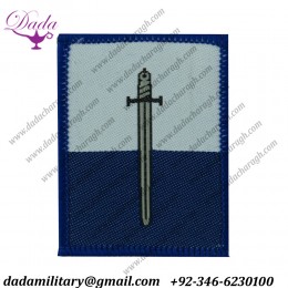 Royal Signals 16 Sig Regt Sword On White  Blue Woven Regimental cloth arm badge