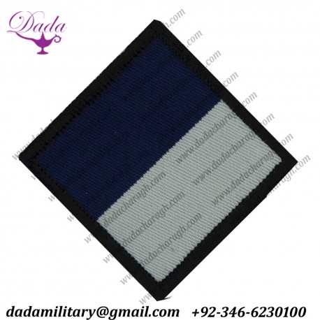 Royal Signals- 210 (24 Airmobile Brigade) Signal Sqn 45mm White Blue Woven Parachute DZ Drop-Zone Patch