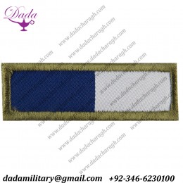 Royal Signals Tactical Recognition Flash - 65 X 20mm Blue White On Sand Woven Regimental cloth arm badge