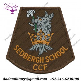 Sedbergh School Combined Cadet Force Arm badge Crest Over Title Woven Cadet, training or school