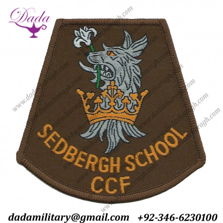 Sedbergh School Combined Cadet Force Arm badge Crest Over Title Woven Cadet, training or school