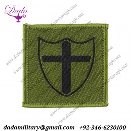 8 Force Engineer Brigade (Black Cross & Shield On Mid Green) Woven arm badge