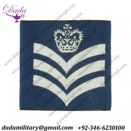 Flight Sergeant Slip-On Rank Badge Queen's Crown. Woven Air Force Rank Badge