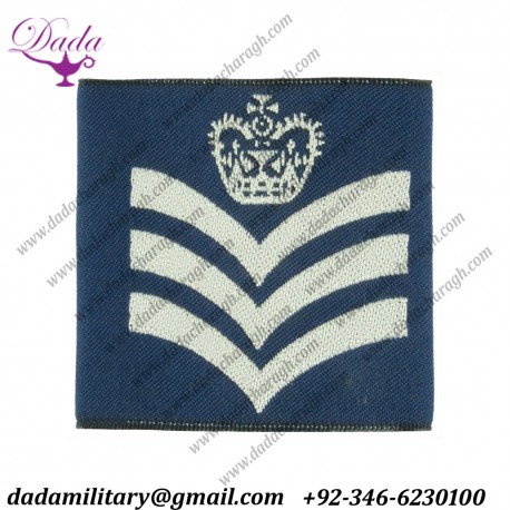 Flight Sergeant Slip-On Rank Badge Queen's Crown. Woven Air Force Rank Badge