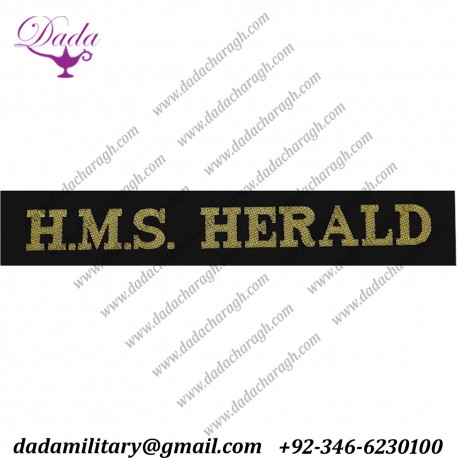 HMS Herald (Hydrographic Survey Ship) Cap-Tally Woven Naval cap badge or cap tally