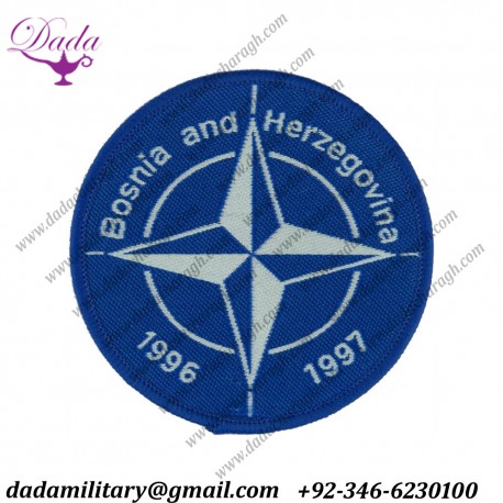 NATO - Bosnia And Herzegovina  White On Blue Circle Woven Balkan
