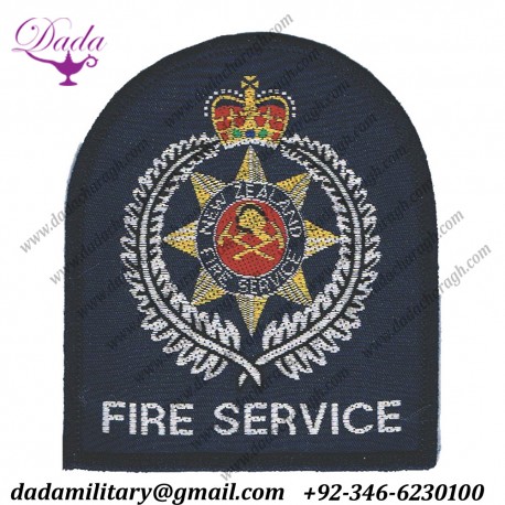 New Zealand Fire Service Arm-Badge Queen's Crown. Woven Fire and Rescue Service
