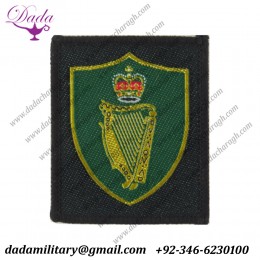 Northern Ireland Command Harp On Rectangle Queen's Crown. Woven Formation arm badge