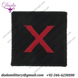 Parachute Regiment - 10th Battalion Red X On Black Woven Parachute DZ (Drop-Zone) Patch