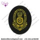 Queen's Lancashire Regiment (All Yellow) On Black Oval Queen's Crown. Woven Other Ranks' cap badge