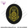 Queen's Lancashire Regiment (All Yellow) On Black Oval Queen's Crown. Woven Other Ranks' cap badge