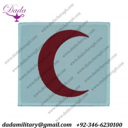 Red Crescent On White Square Medic Badge - Muslim Woven Balkan