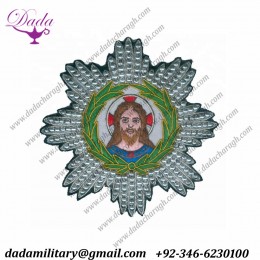Oem Custom Bullion Handmade Embroidery Ethnic Christian Lazarus Star, Badges & Patches Hand Embroidered  Customized