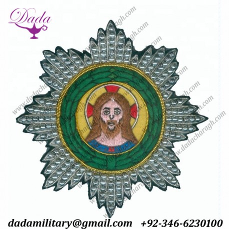 Oem Custom Bullion Handmade Embroidery Ethnic Christian Lazarus Star, Badges, Patches Hand Embroidered