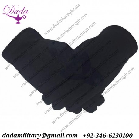 Bricks Masons Masonic Knight Templar Plain Cotton Glove Black