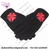 Masonic Knight Templar Black Cotton Machine Embroidery Glove