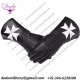 Knight Of Malta Black Gauntlets White Maltese Cross Soft Leather Gloves