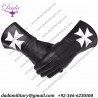 Knight Of Malta Black Gauntlets White Maltese Cross Soft Leather Gloves