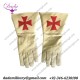 Knight Of Malta Buff Color Gauntlets Red Maltese Cross Soft Leather Gloves