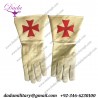 Knight Of Malta Buff Color Gauntlets Red Maltese Cross Soft Leather Gloves