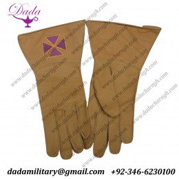 Brown Leather Masonic Gloves