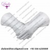 Masonic Piper Drummer Leather Gauntlets, Gloves White Soft Leather Knight Templar