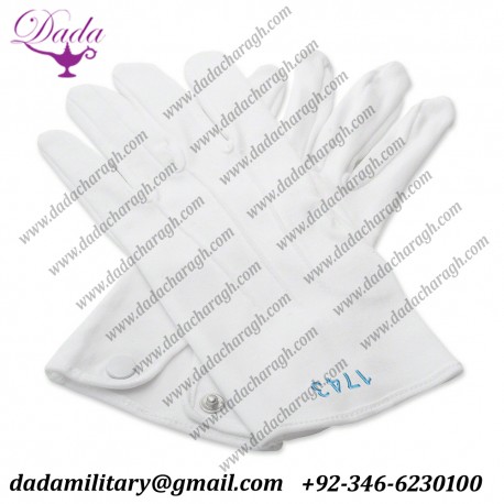 Cotton White Masonic Gloves With Your Lodge Number