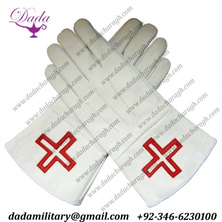 St. Thomas Of Acon Gauntlets Red Cross Soft Leather Gloves