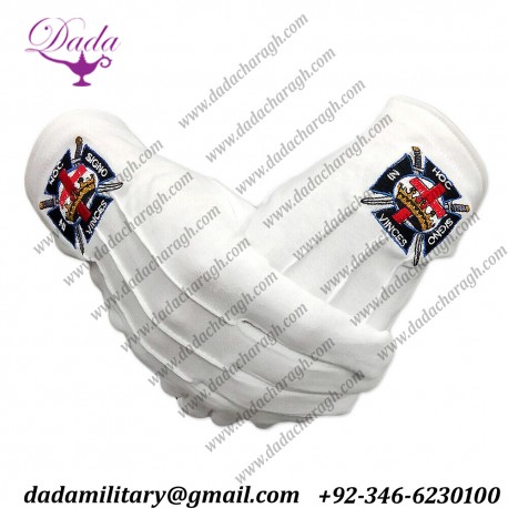 Masonic York Rite Order Of Knight Templar Cotton Fabric Gloves Mason Regalia