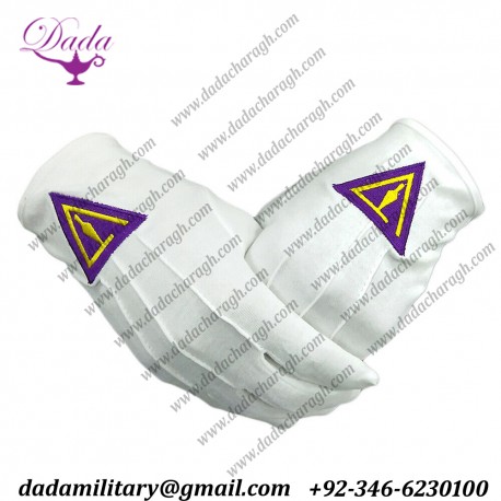 Masonic York Rite Cryptic Masonry The Royal & Select Master Cotton Fabric Gloves